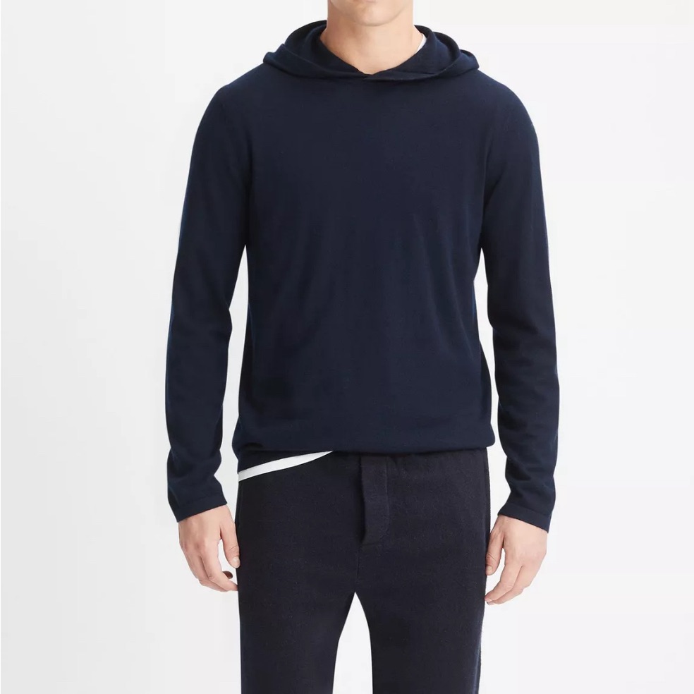 Vince Featherweight Wool Cashmere Pullover Hoodie Men's Xl New Designer